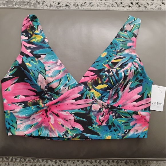 Josie Natori Solstice Azalea Trellis Wave Athletic Crop Top, Sz XL - Picture 8 of 8